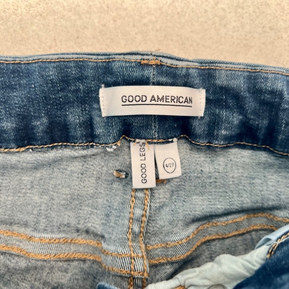 sz 27 High Waisted Good American Distressed Skinny Leg Super Stretch Denim Jeans - Picture 5 of 8